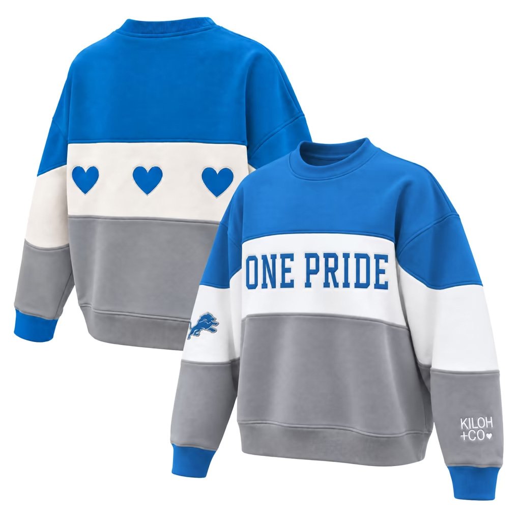 Detroit Lions Merch 2026 One Pride Tri Color Sweatshirt Kiloh And Co Detroit Collection Apparel