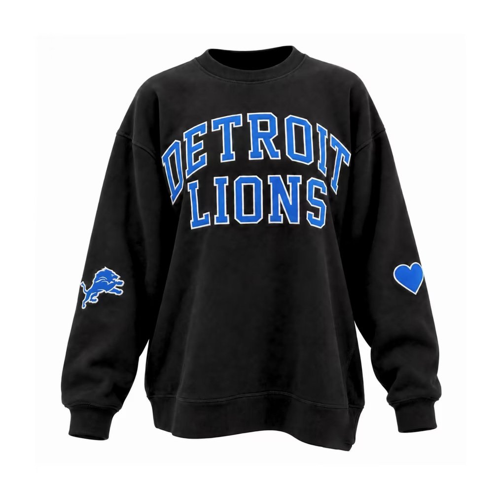 Detroit Lions Merch 2026 Black Detroit Lions Signature Sweatshirt Presents For Football Fans