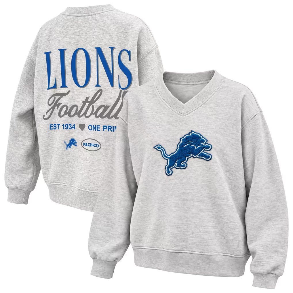 Detroit Lions Merch 2026 One Pride V-Neck Sweatshirt Kiloh And Co Detroit Collection Clothing