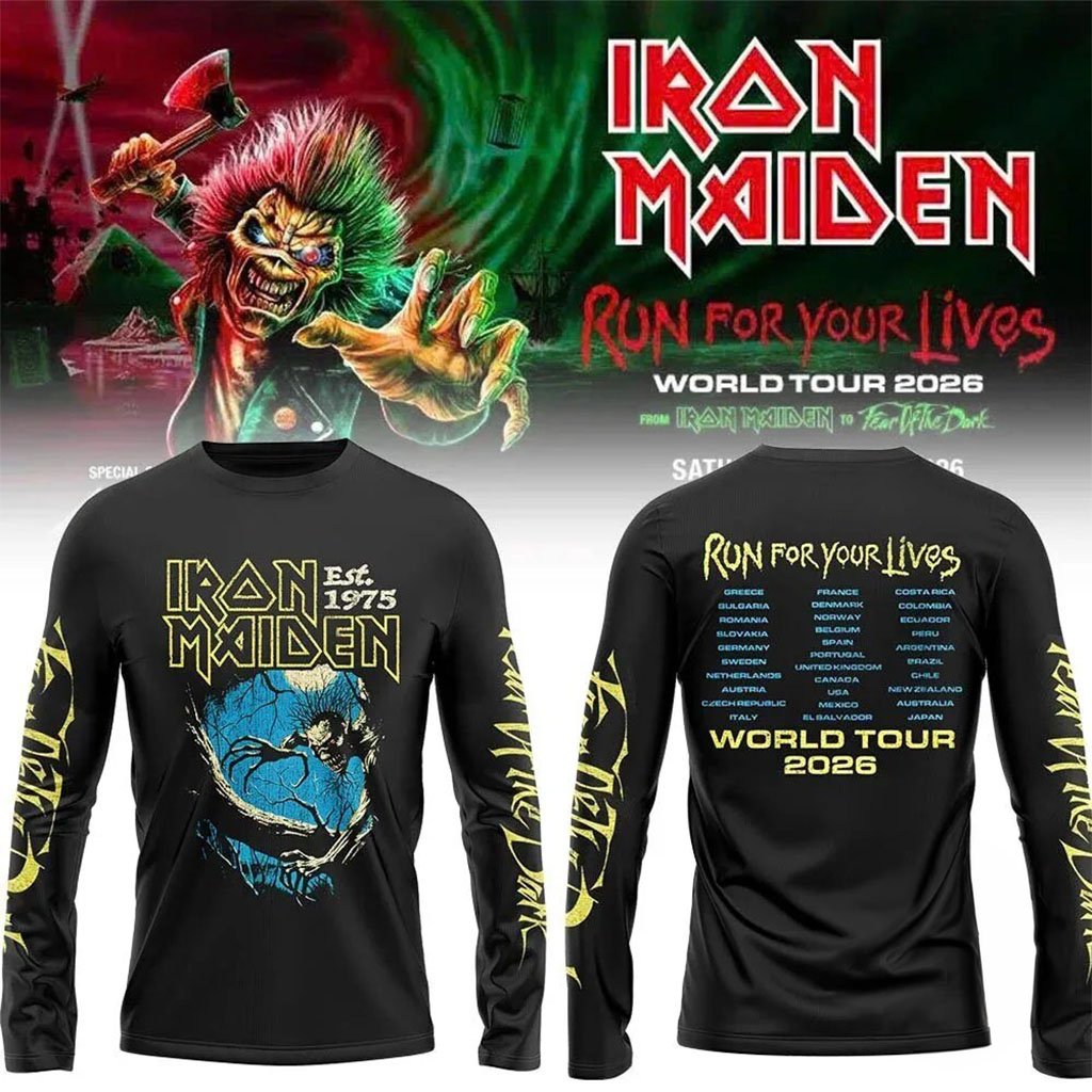 Iron Maiden Run For Your Lives World Tour 2026 Long Sleeve T-Shirt Iron Maiden Merch Him Gifts
