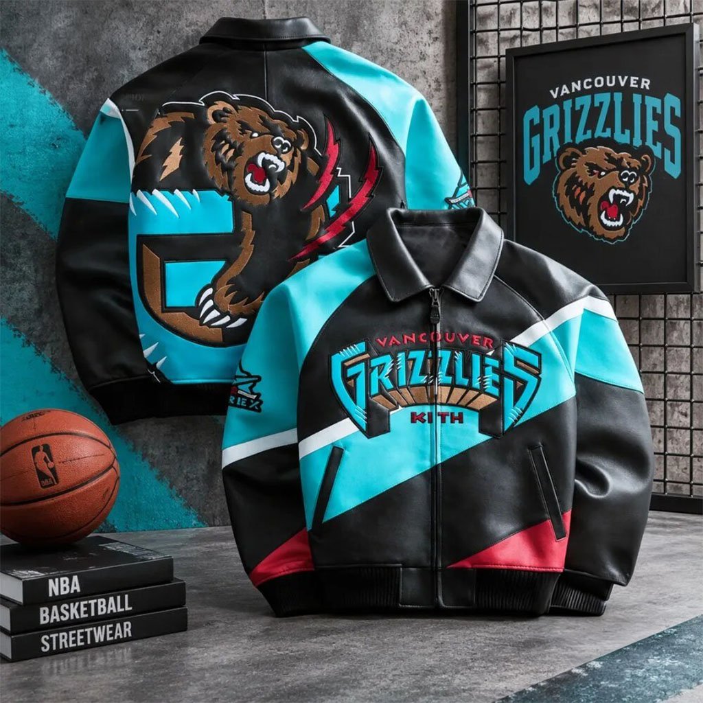 Kith And Avirex Vancouver Grizzlies Jacket Basketball Team Apparel Vancouver Grizzlies Merch