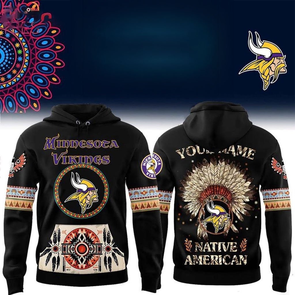 Custom Minnesota Vikings Native American Heritage Month Hoodie Vikings Merch Gifts For Son
