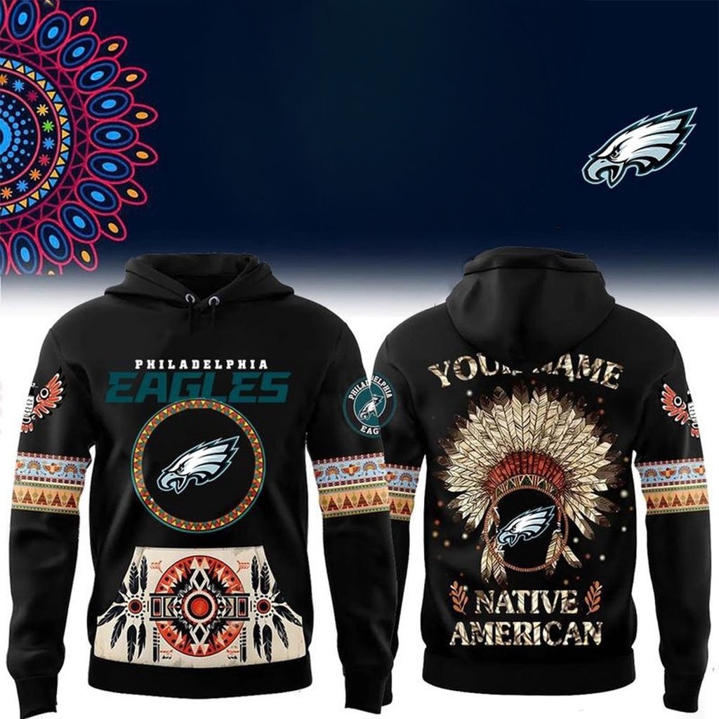 Custom Philadelphia Eagles Native American Heritage Month Hoodie Eagles Merch Gifts For Him
