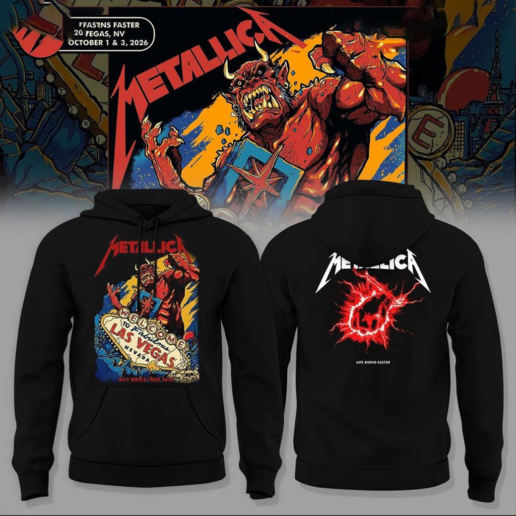 Metallica Life Burns Faster Las Vegas 2026 Tour Hoodie Black Metallica Merch Gift For Music Fan