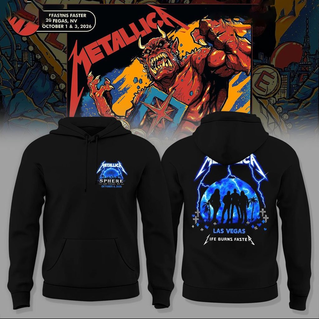 Metallica Life Burns Faster Las Vegas 2026 Tour Hoodie Metallica Merch Heavy Metal Fan Gifts
