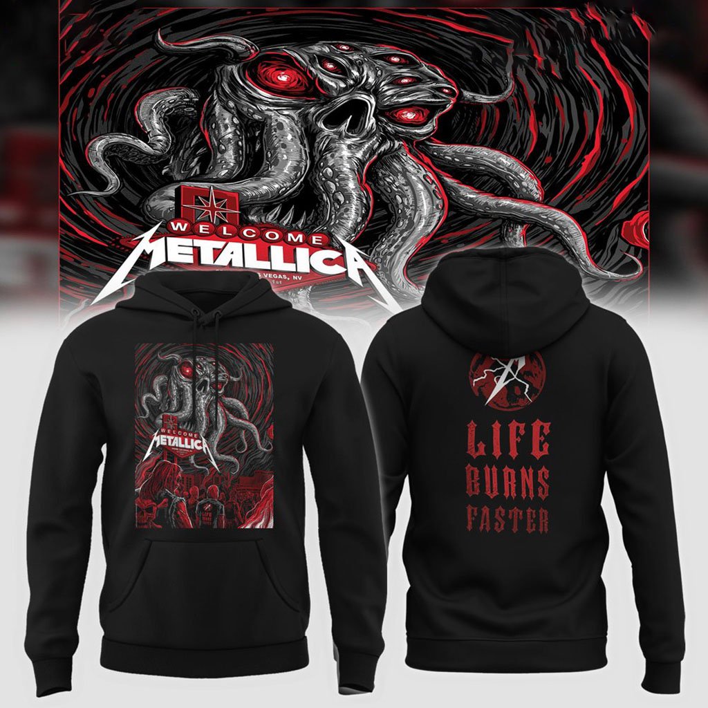 Metallica Life Burns Faster Las Vegas 2026 Tour Hoodie Metallica Merch Music Concert Outfits