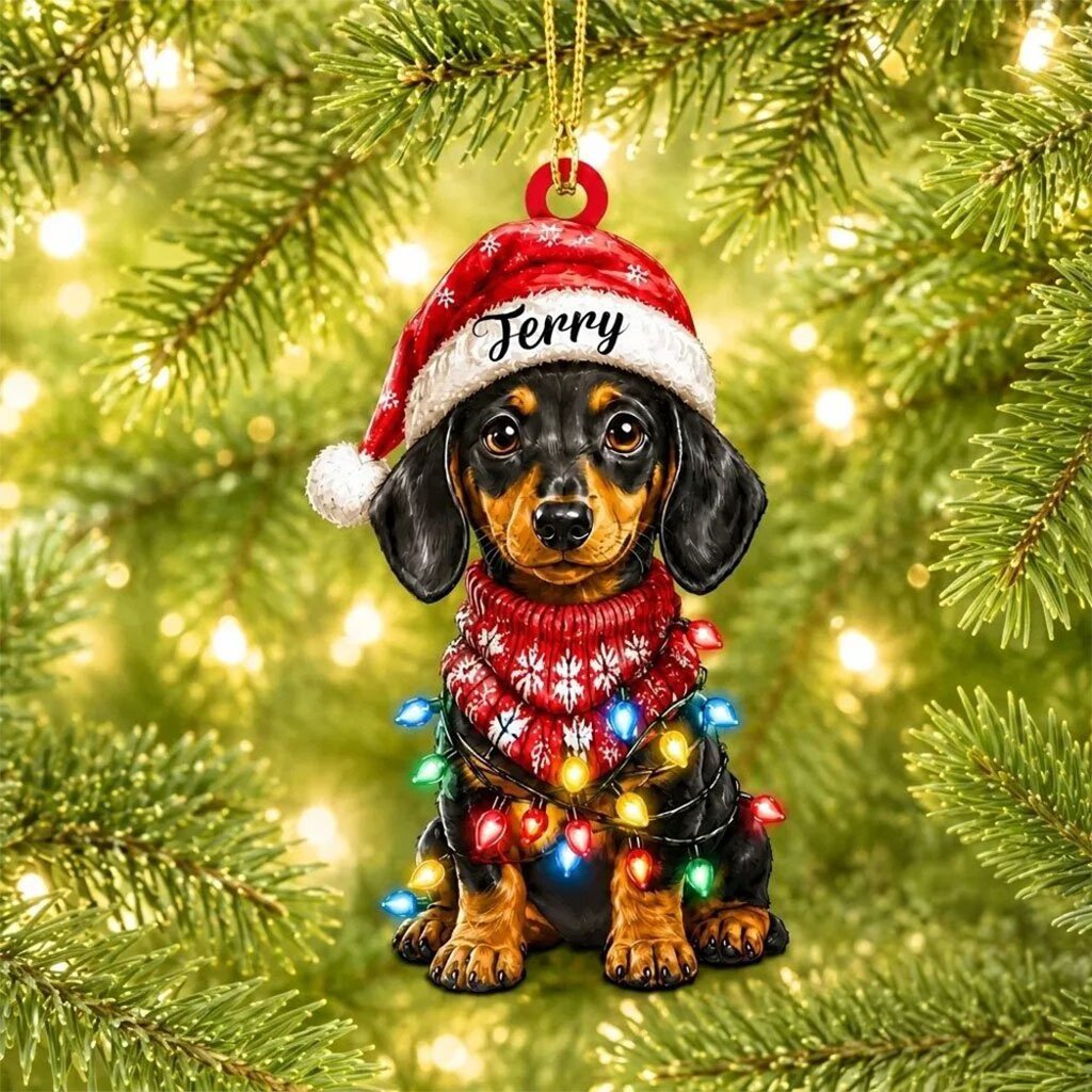 Custom Dachshund Puppy Christmas Ornament Cute Xmas Ornaments Gifts For Dachshund Lovers