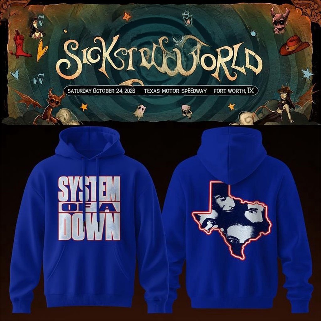 System Of A Down Sick New World Texas 2026 Blue Hoodie SOAD Merch Gifts For Him