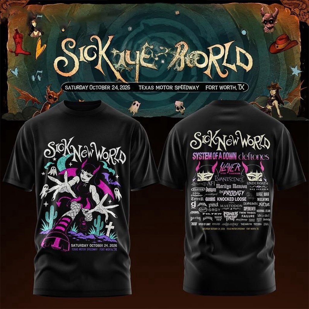 Sick New World 2026 Texas Festival T-Shirt System Of A Down Deftones Concert Apparel Fan Gear