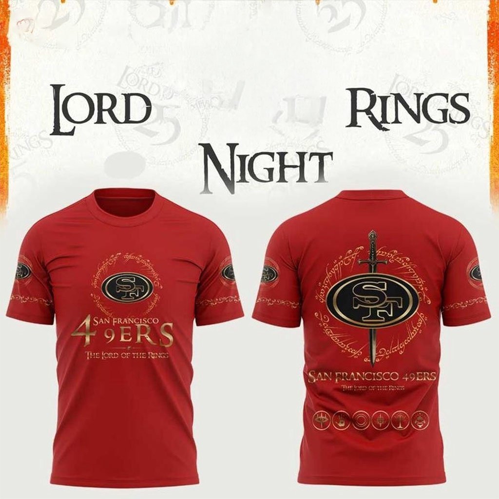 San Francisco 49ers x The Lord Of The Rings 2026 Red Shirt 49ers Merch SF Football Fan Apparel