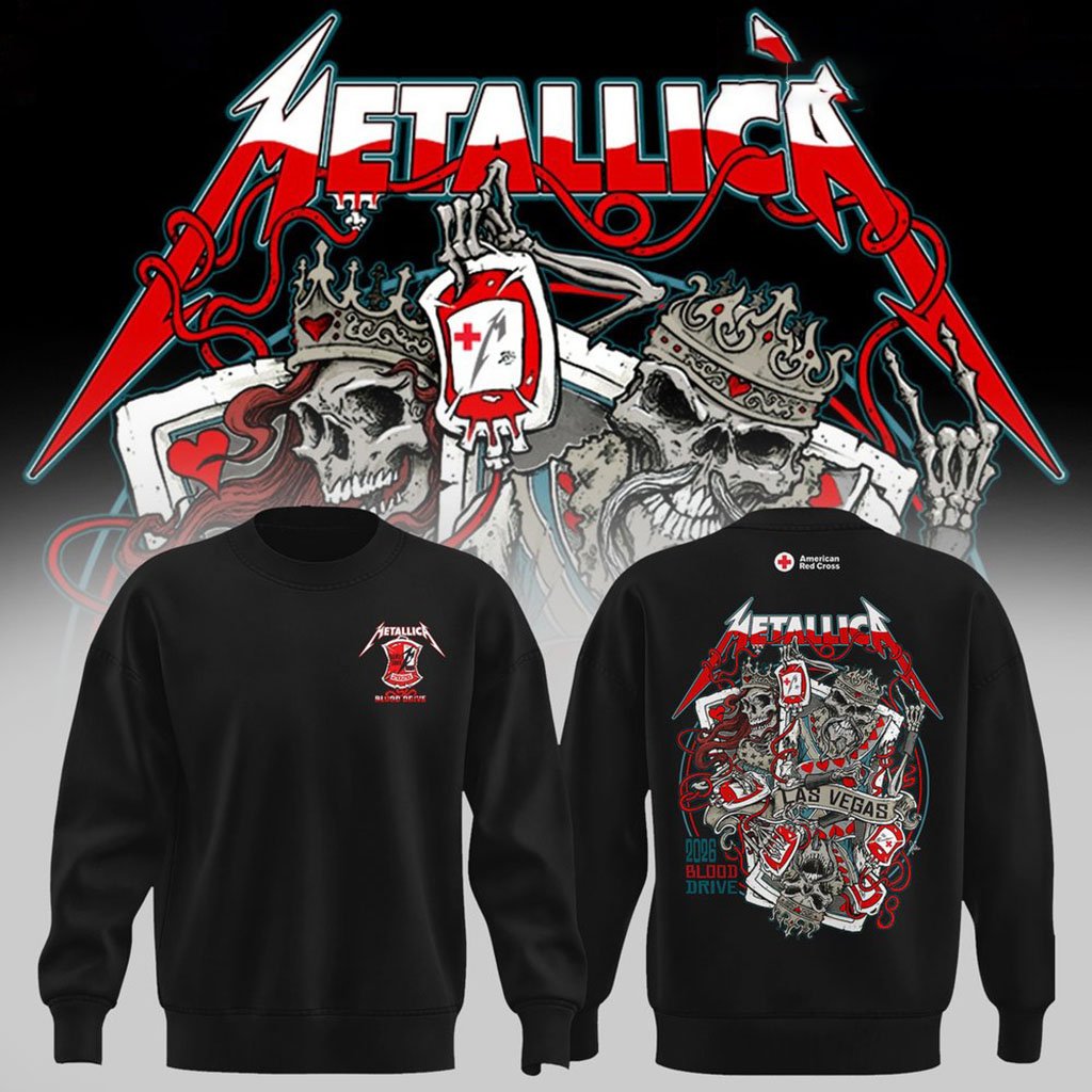 Metallica Life Burns Faster Las Vegas Tour 2026 Blood Drive Sweatshirt Metallica Merch Black