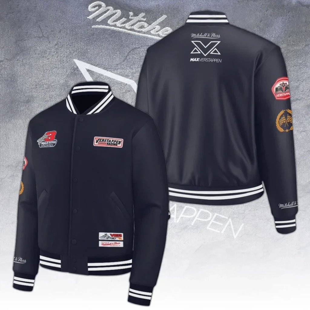 Max Verstappen Racing X Mitchell Ness Bomber Jacket Max Verstappen Merch Gifts For F1 Lovers