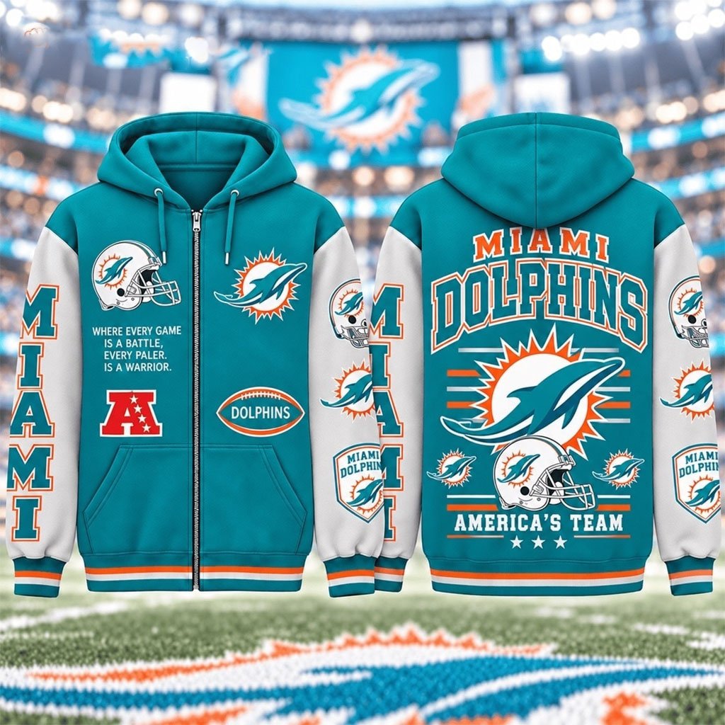 Miami Dolphins America's Team Gridiron Heritage Zip Hoodie Miami Dolphins Merch Fans Gifts