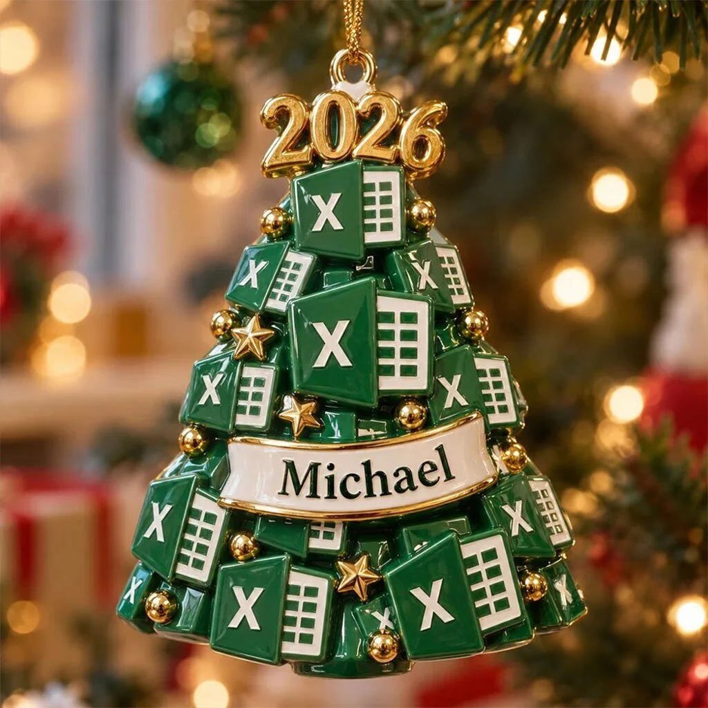 Custom Microsoft Excel Christmas Tree Ornament Spreadsheet Holiday Decor Gifts For Office Workers
