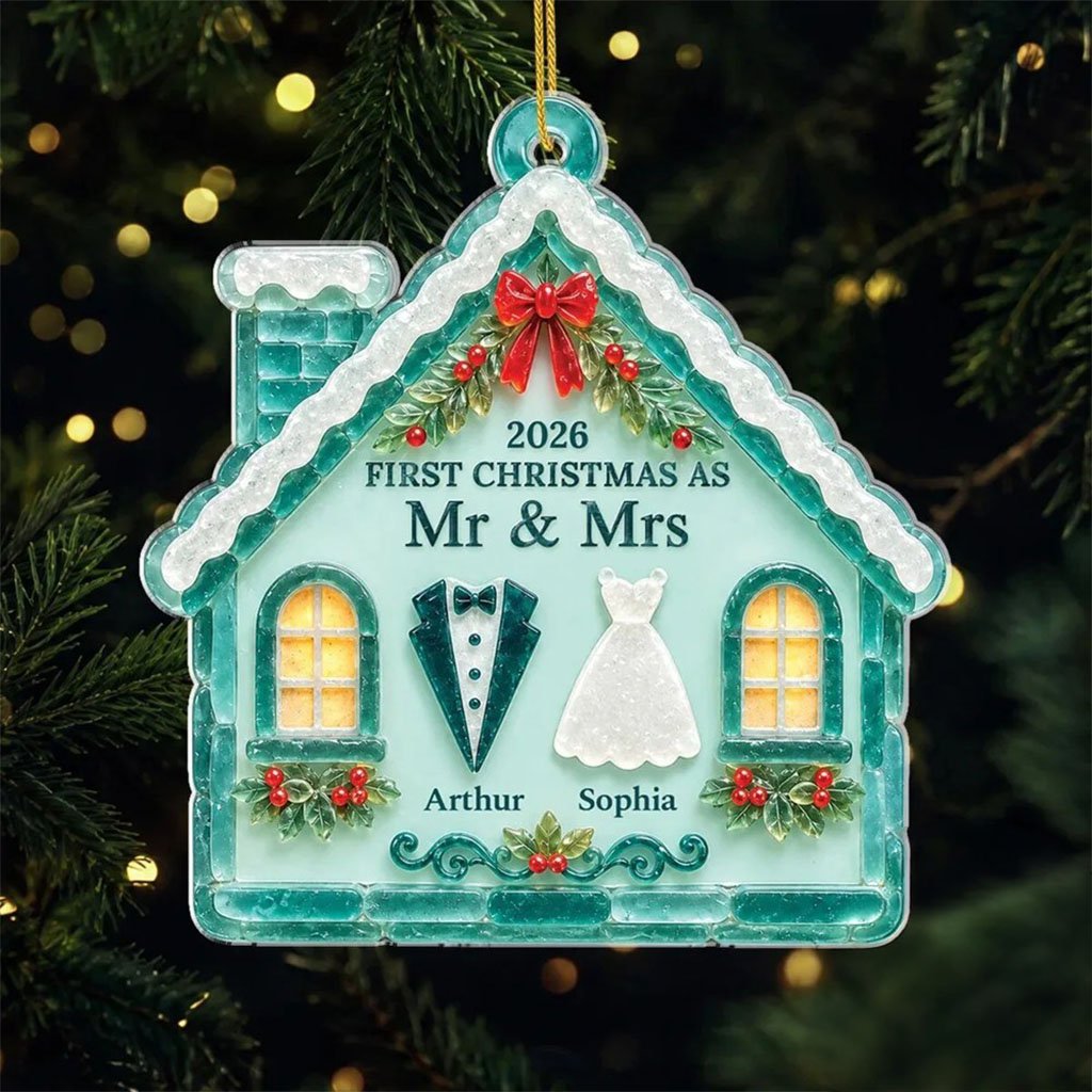 Personalized First Christmas As Mr And Mrs House Shaped Christmas Ornament Gifts For Couples