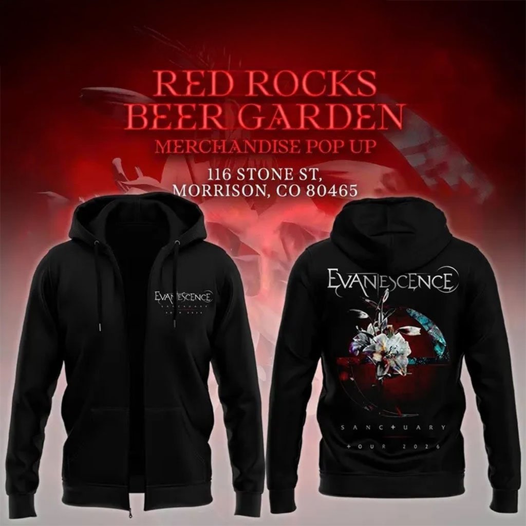 Evanescence Sanctuary Tour 2026 Zip Hoodie Evanescence Rock Band Merch Gifts For Fans