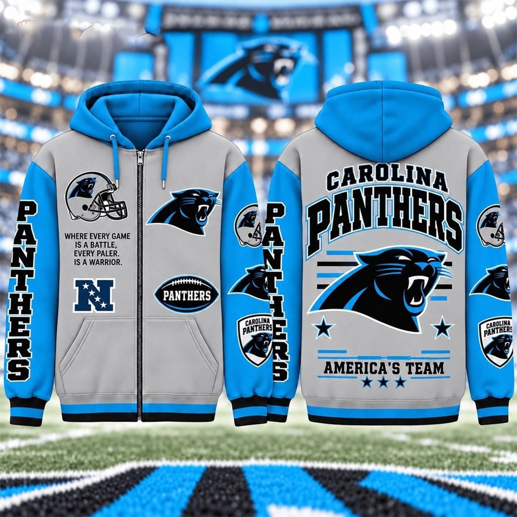 Carolina Panthers America's Team Gridiron Heritage Zip Hoodie Panthers Merch Football Fan Gifts