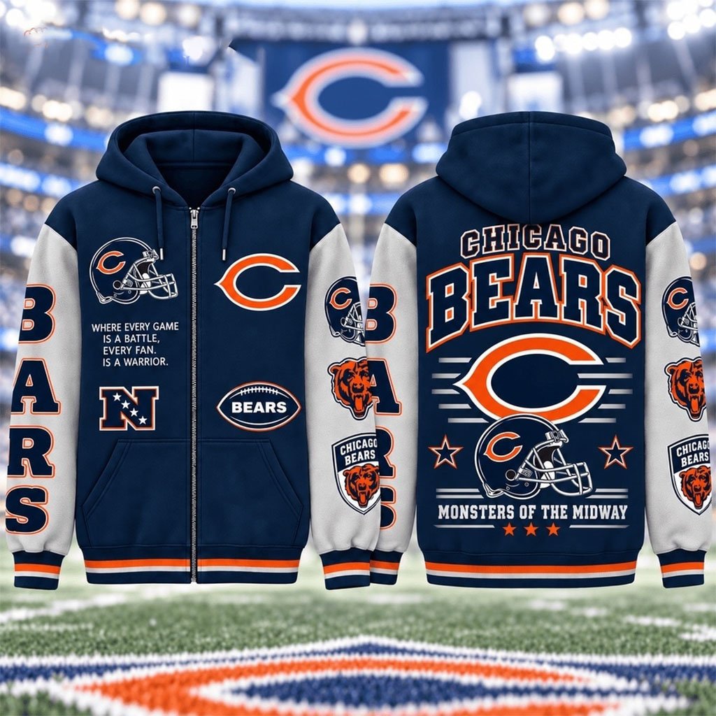 Chicago Bears America's Team Gridiron Heritage Zip Hoodie Bears Merch Football Fan Gifts