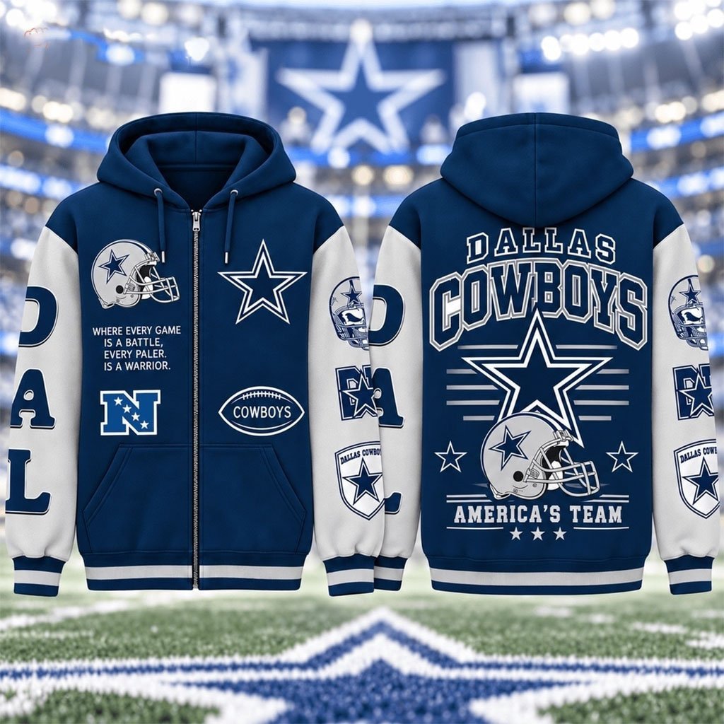 Dallas Cowboys America's Team Gridiron Heritage Zip Hoodie Cowboys Merch Football Fan Gear