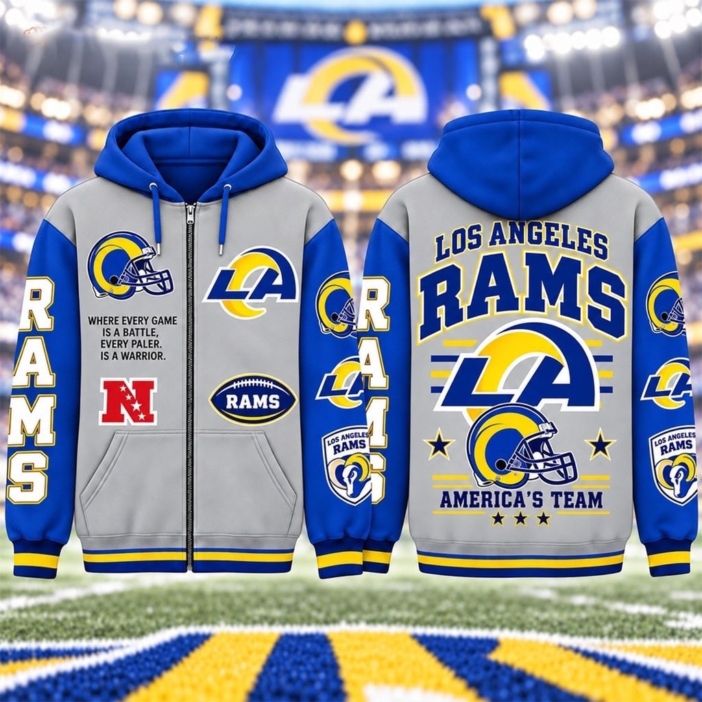 Los Angeles Rams America's Team Gridiron Heritage Zip Hoodie Rams Merch Football Fan Apparel