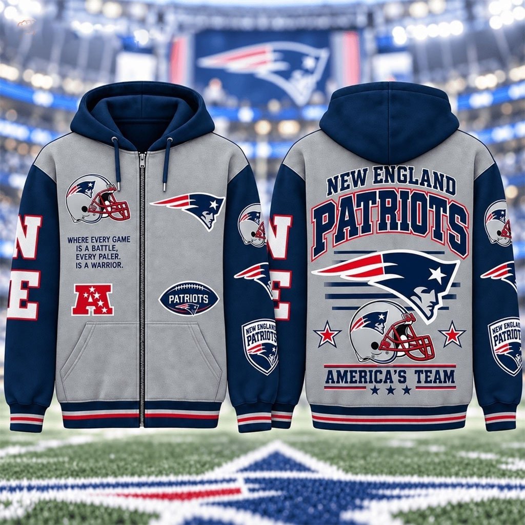 New England Patriots America's Team Gridiron Heritage Zip Hoodie Patriots Merch Football Gear