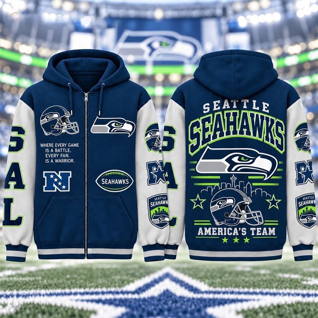 Seattle Seahawks America's Team Gridiron Heritage Zip Hoodie Seahawks Merch Football Clothing