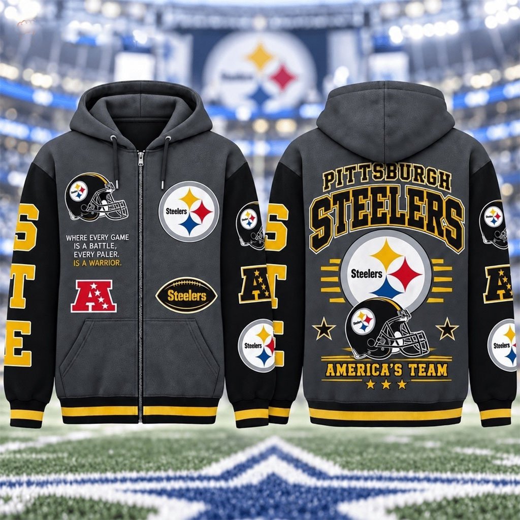 Pittsburgh Steelers America's Team Gridiron Heritage Zip Hoodie Steelers Merch Football Clothes