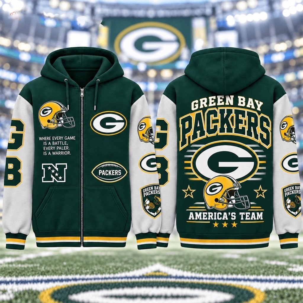 Green Bay Packers America's Team Gridiron Heritage Zip Hoodie Packers Merch Football Lover Gift