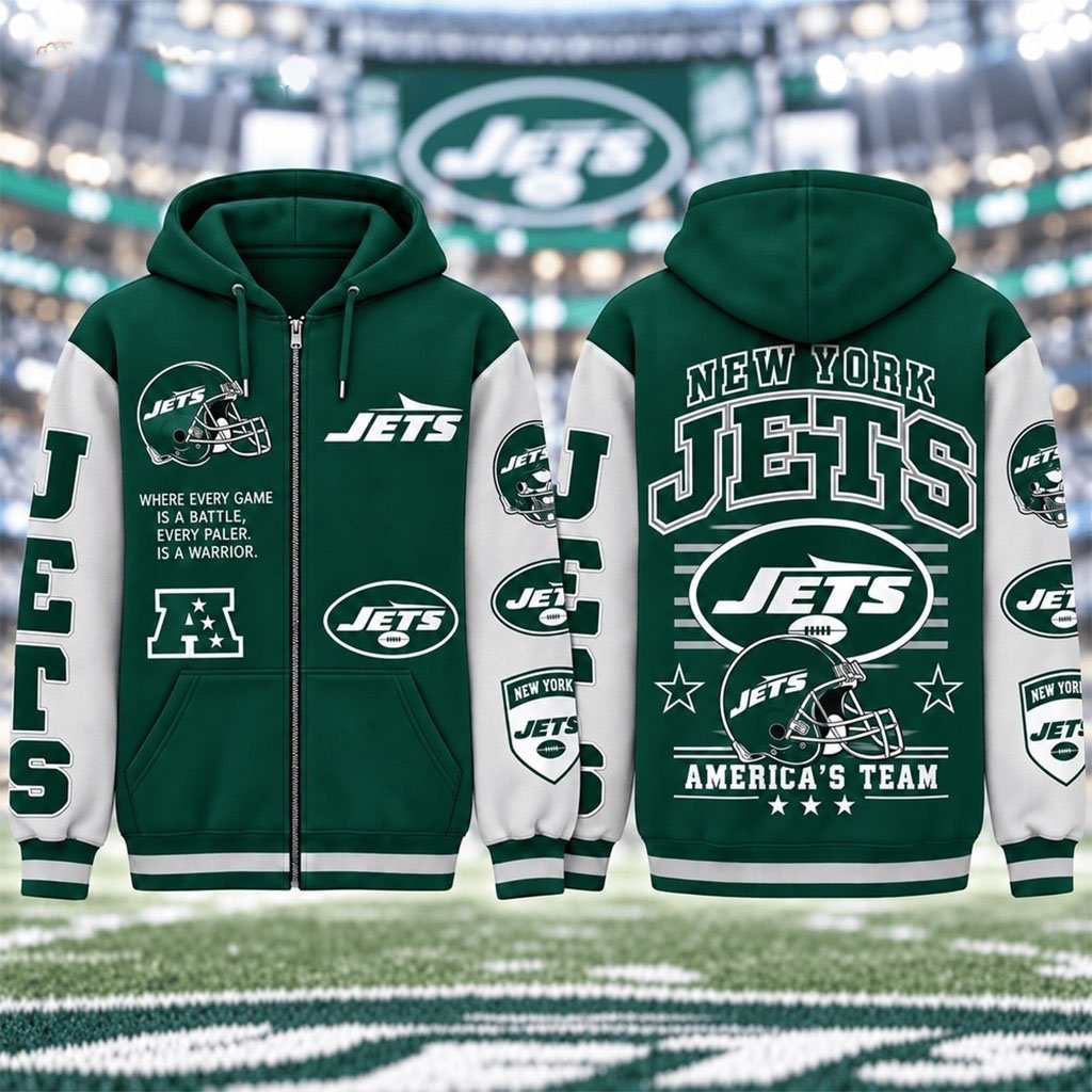 New York Jets America's Team Gridiron Heritage Zip Hoodie NY Jets Merch Football Fan Clothes