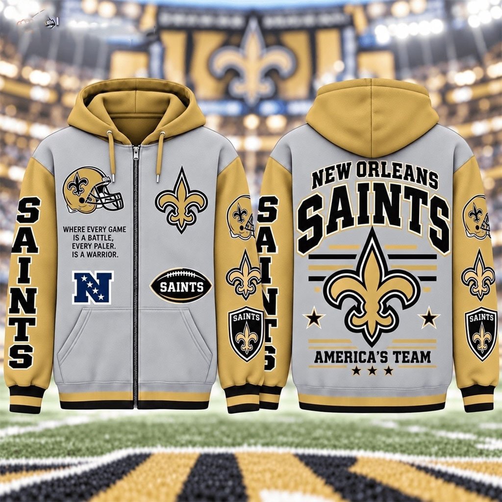 New Orleans Saints America's Team Gridiron Heritage Zip Hoodie Saints Merch Football Clothes