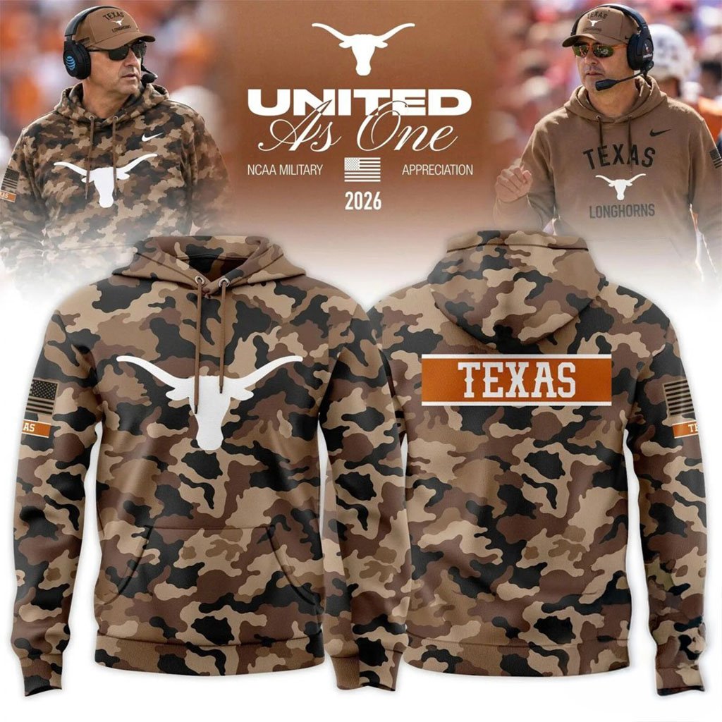 Texas Longhorns Military Appreciation United As One Camouflage Hoodie Longhorns Merch Gifts