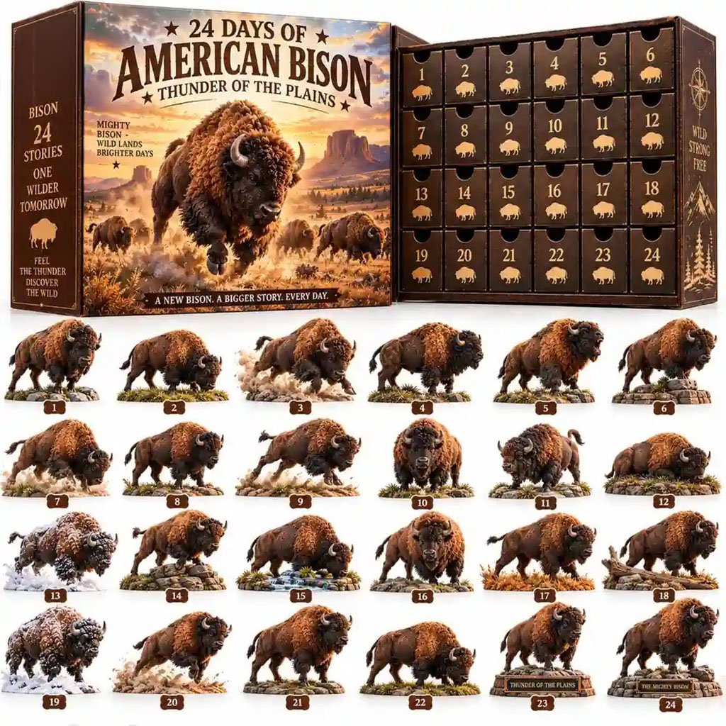 24 Days Of Wild American Bison Advent Calendar 2026 Wildlife Christmas Countdown Ornaments Gift
