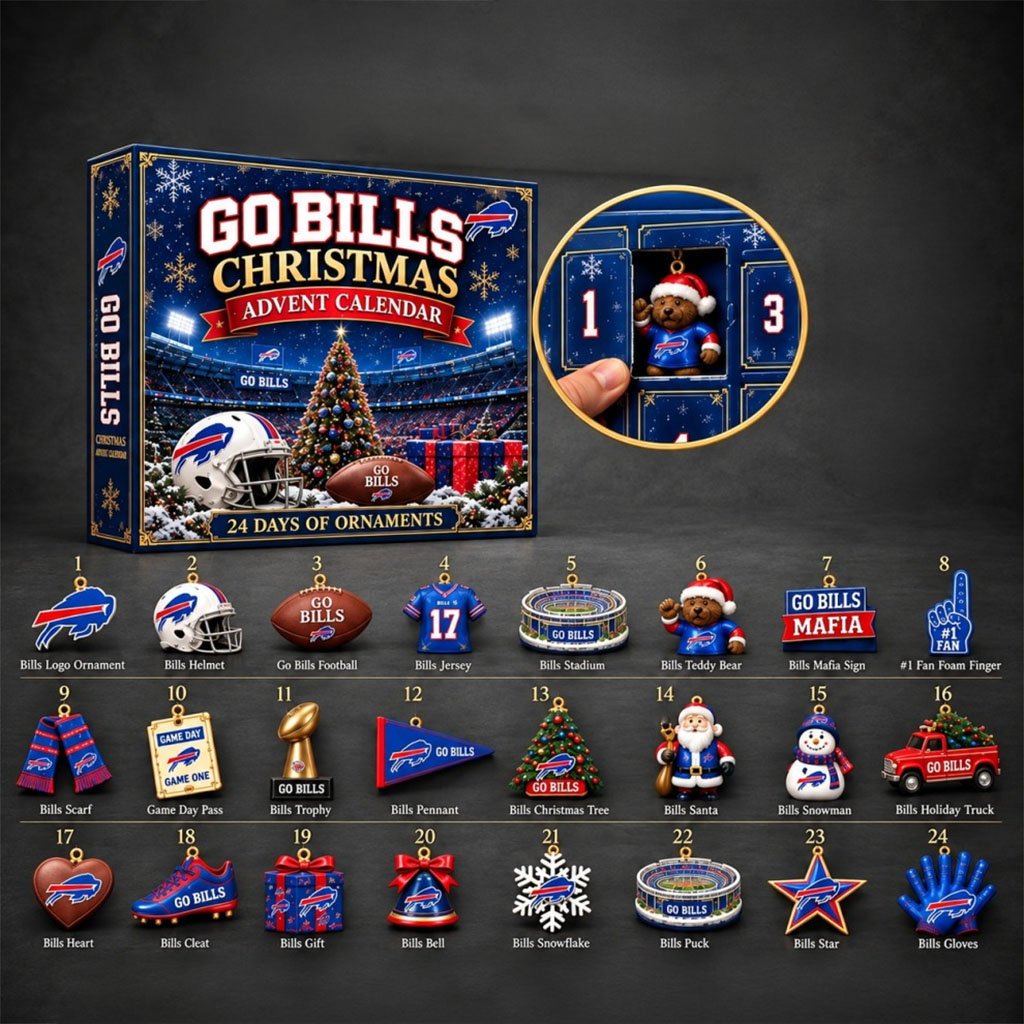 Buffalo Bills Christmas Advent Calendar Christmas Tree Ornaments Bills Merch Football Fan Gear