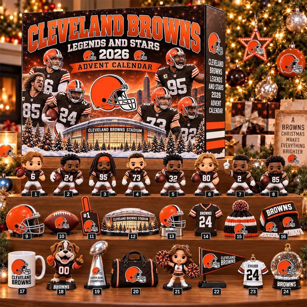 Cleveland Browns Legends And Stars 2026 Christmas Advent Calendar Football Xmas Tree Ornaments
