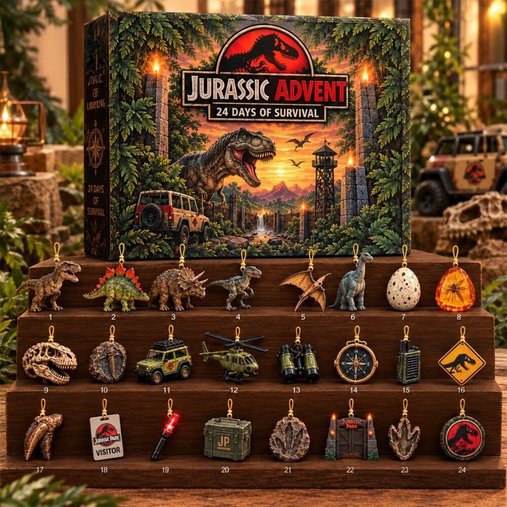 Jurassic Park Advent Calendar 2026 24 Dinosaur And Jurassic World Collectible Xmas Ornaments