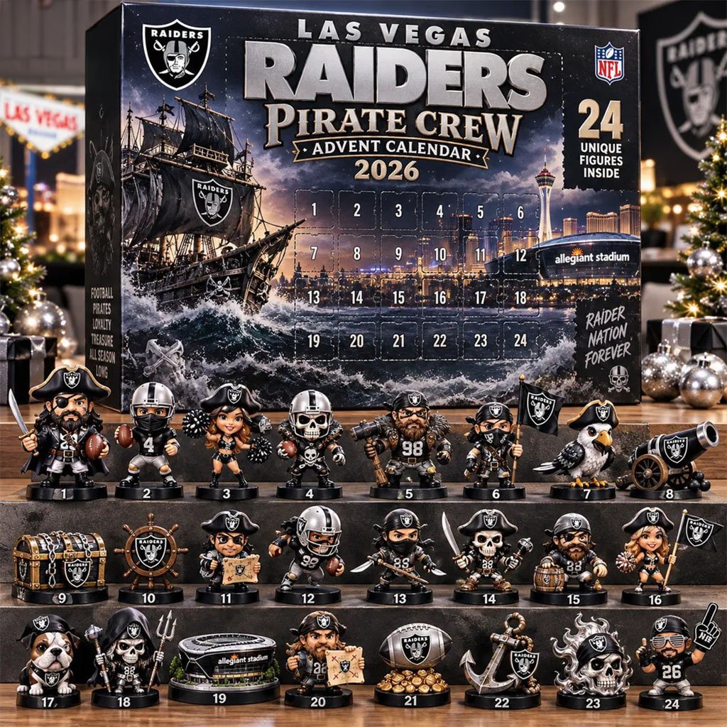 Las Vegas Raiders Pirate Crew Advent Calendar 2026 Christmas Tree Ornaments Raiders Merch