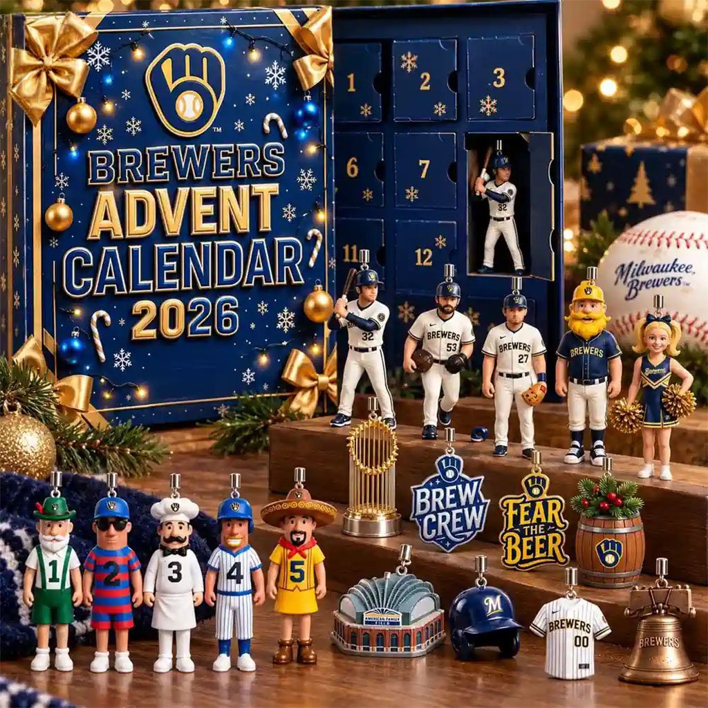 Milwaukee Brewers Advent Calendar 2026 24 Days Christmas Countdown Baseball Ornaments Fan Gifts
