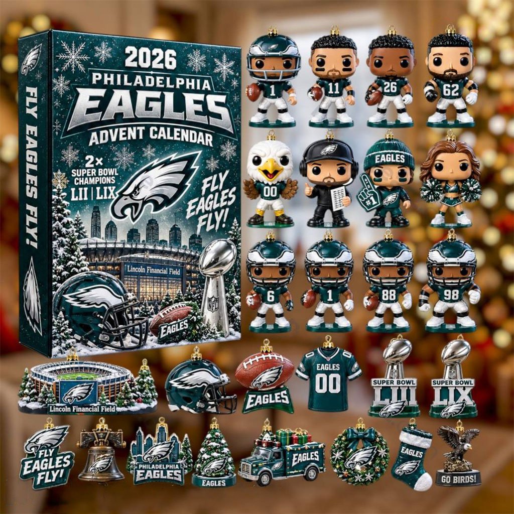 Philadelphia Eagles Super Bowl LIX Champions Advent Calendar 2026 Christmas Ornaments Eagles Merch