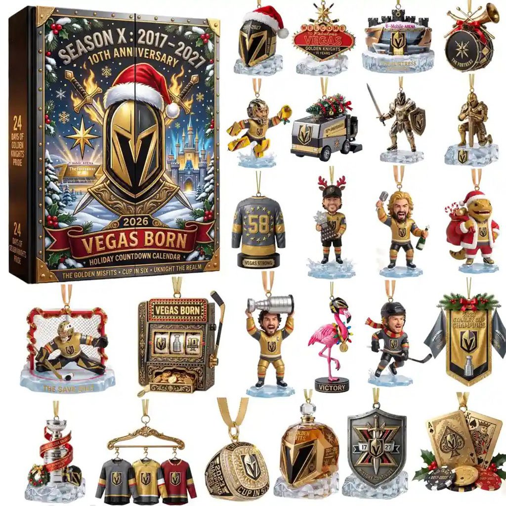 Vegas Golden Knights Advent Calendar 2026 24 Days Christmas Countdown Hockey Ornaments Fan Gear