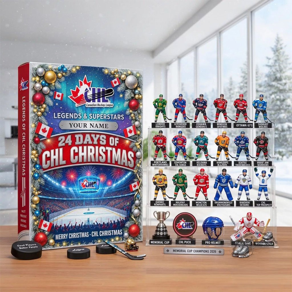Personalized CHL Hockey Advent Calendar 2026 24 Days Christmas Countdown Ornaments Hockey Gear