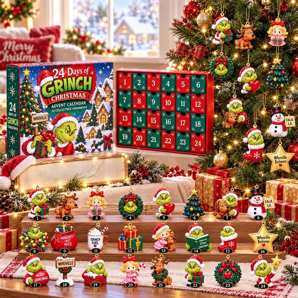 A Little Mischief A Lot Of Magic Grinch Advent Calendar 24 Days Christmas Countdown Ornaments