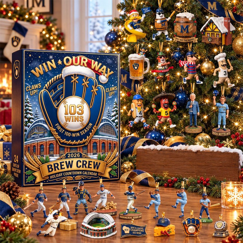 Milwaukee Brewers 2026 Brew Crew 103 Wins Advent Calendar 24 Days Christmas Ornaments Fans Gift