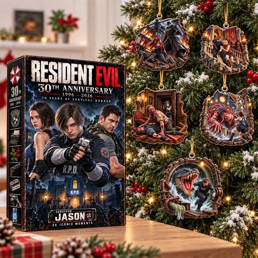 Resident Evil 30th Anniversary Advent Calendar 2026 24 Days Xmas Ornaments Resident Evil Merch