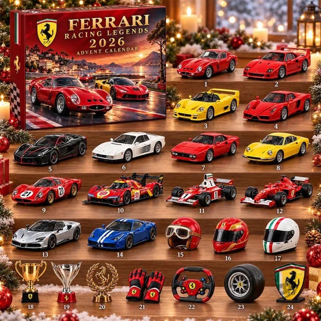 Ferrari Racing Legends 2026 Advent Calendar Christmas Countdown Box Xmas Tree Ornament Decor