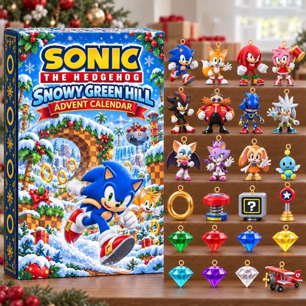 Sonic the Hedgehog Snowy Green Hill Advent Calendar Christmas Ornament Gift For Sonic Lovers