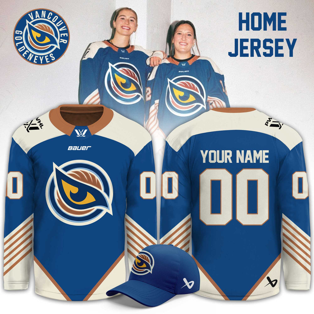 Custom Vancouver Goldeneyes Merch New Logo Home Hockey Jersey Goldeneyes Outfit Ice Hockey Fan Gifts