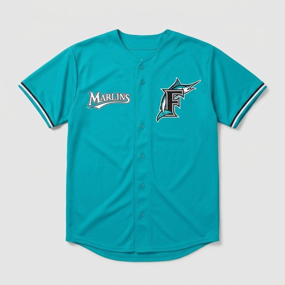 Kel’el Ware x Miami Marlins Merch Teal Throwback Baseball Jersey Miami Marlins Outfit Fan Gifts