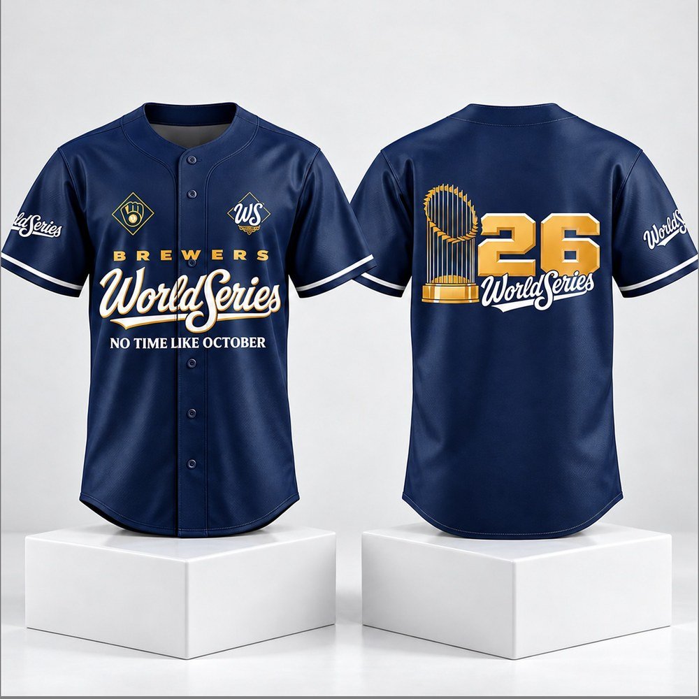 Milwaukee Brewers Merch Brewers 2026 World Series No Time Like October Jersey Game Day Attire