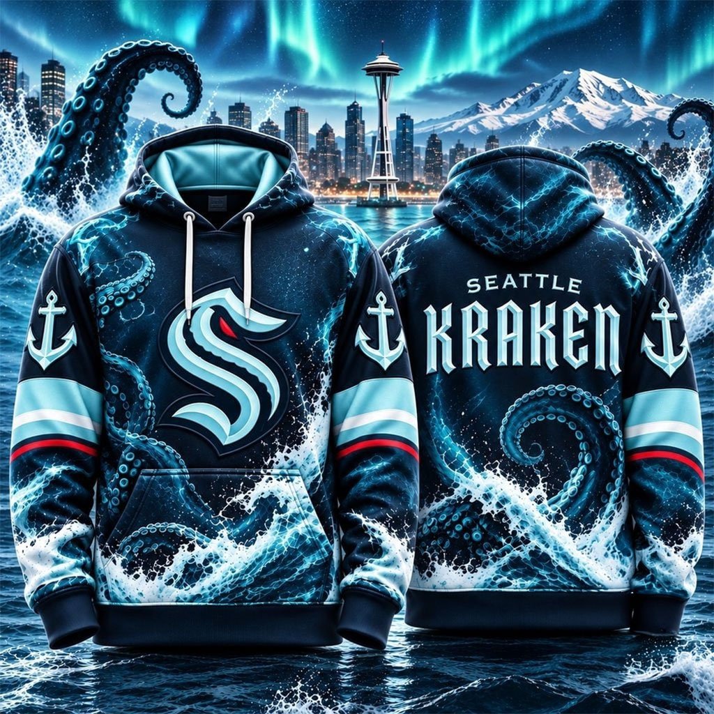 Seattle Kraken Special Mascot Design Concept Kit 2026 Hoodie Seattle Kraken Merch Fan Apparel