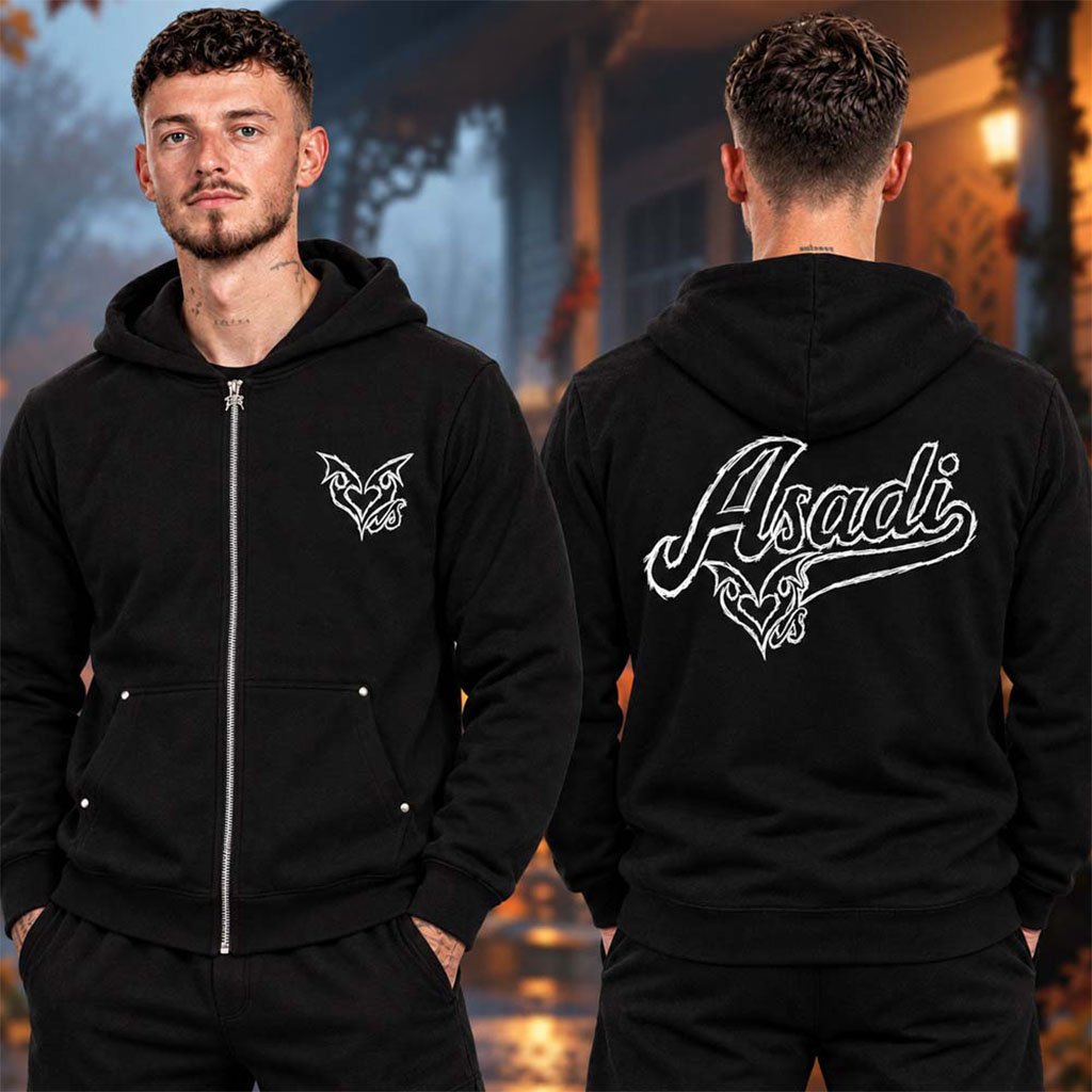 Khan Asadi Merch ASADI X LOVESICK Collection Black Zip Hoodie Gifts For Brothers